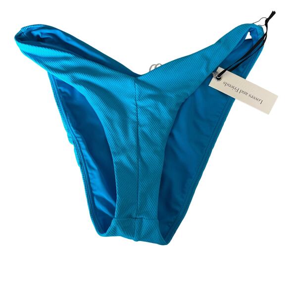 Lovers + Friends Blue V Cut Bikini Bottom MEDIUM High Cut Cheeky Call To Me $88 - Picture 4 of 6